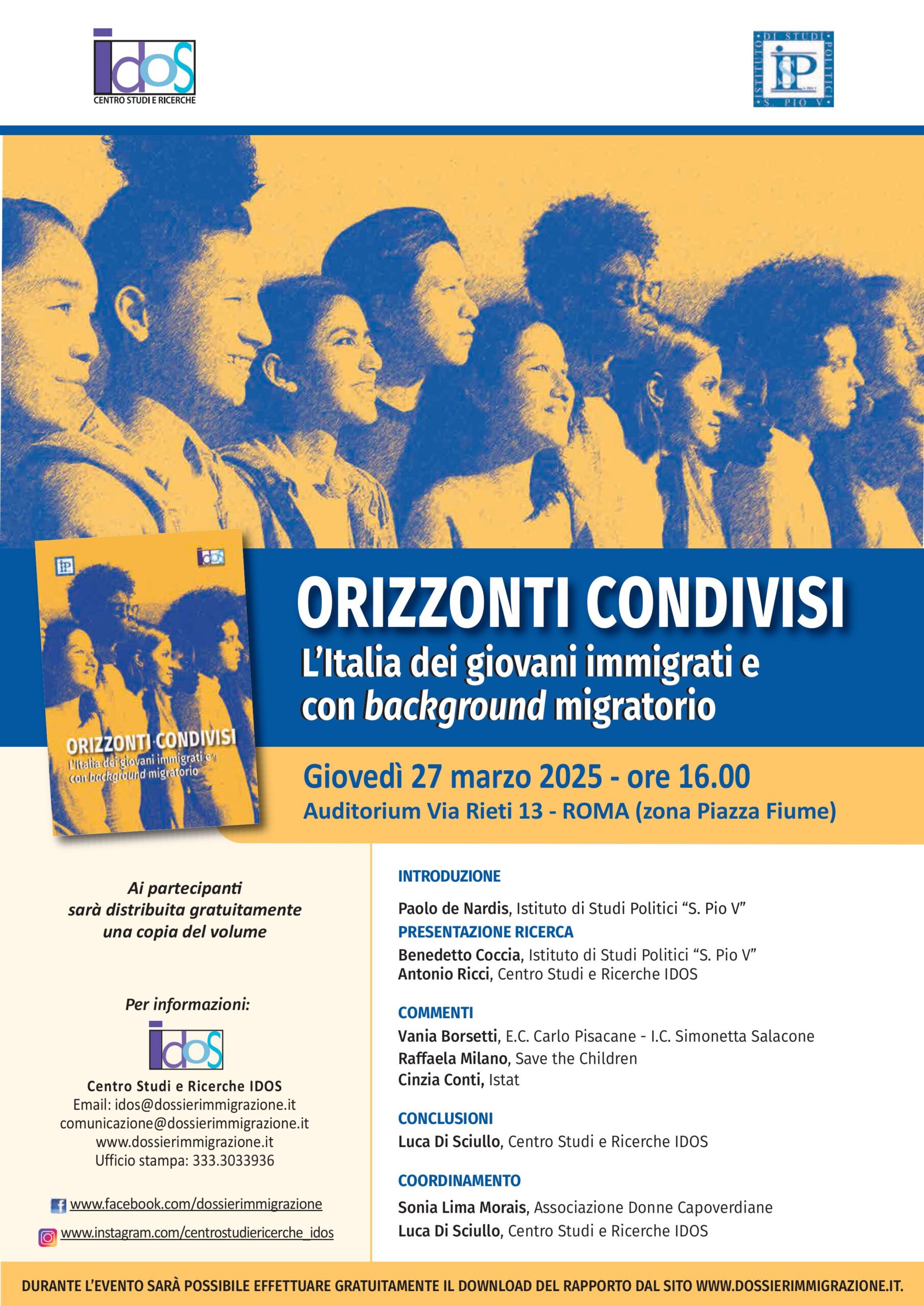 Presentazione della monografia “Orizzonti condivisi. L’Italia dei giovani immigrati e con background migratorio”